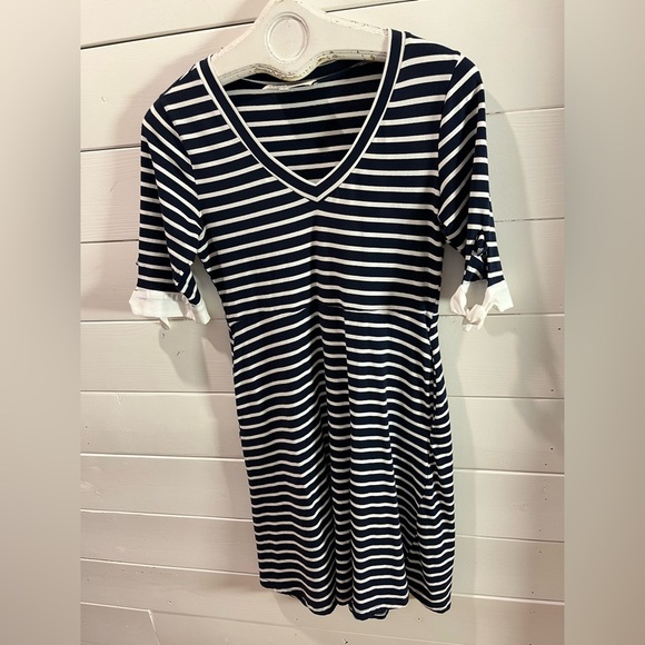 🤍ONZE MONTRÉAL – Navy & White Striped Dress – Size S - Picture 5 of 10